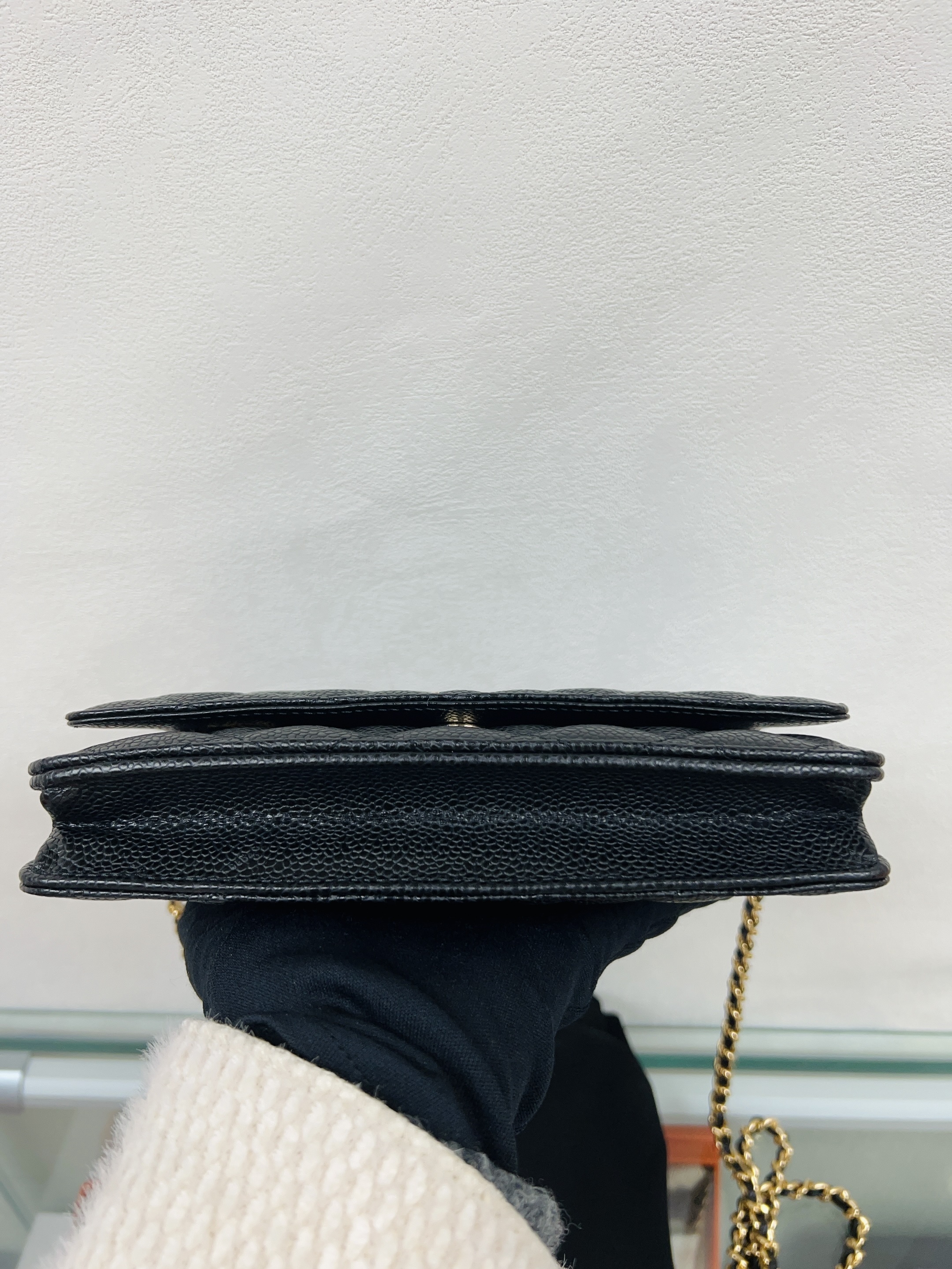 Chanel woc wallet on chain (black caviar/ GHW)
