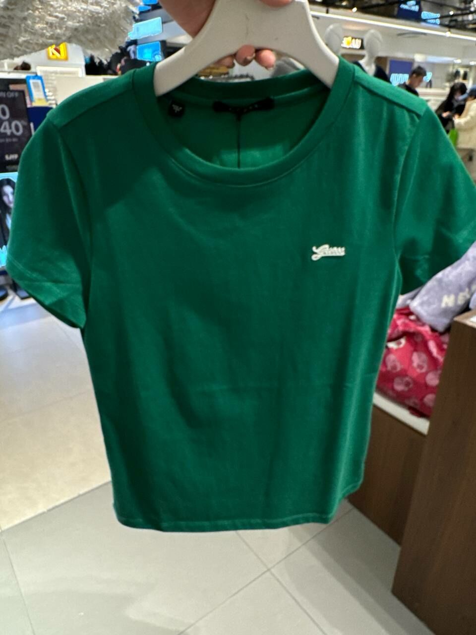 [K] GUESS WOMEN'S MINI LETTERING SHORT SLEEVE T-SHIRT,GREEN, YO2K9486-GEN (KGU840)