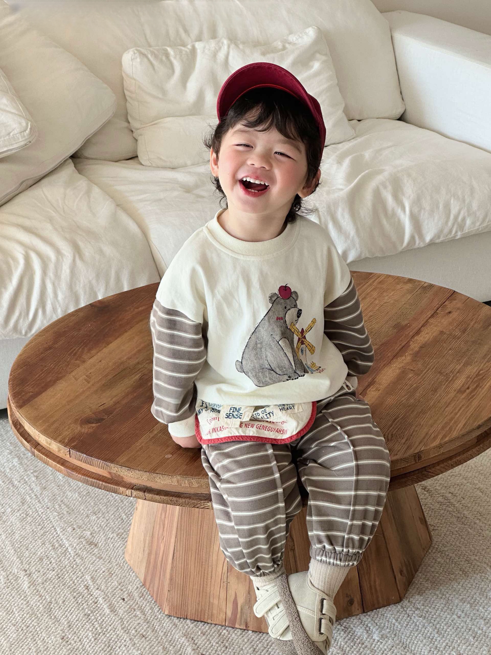 熊與風車條紋套裝