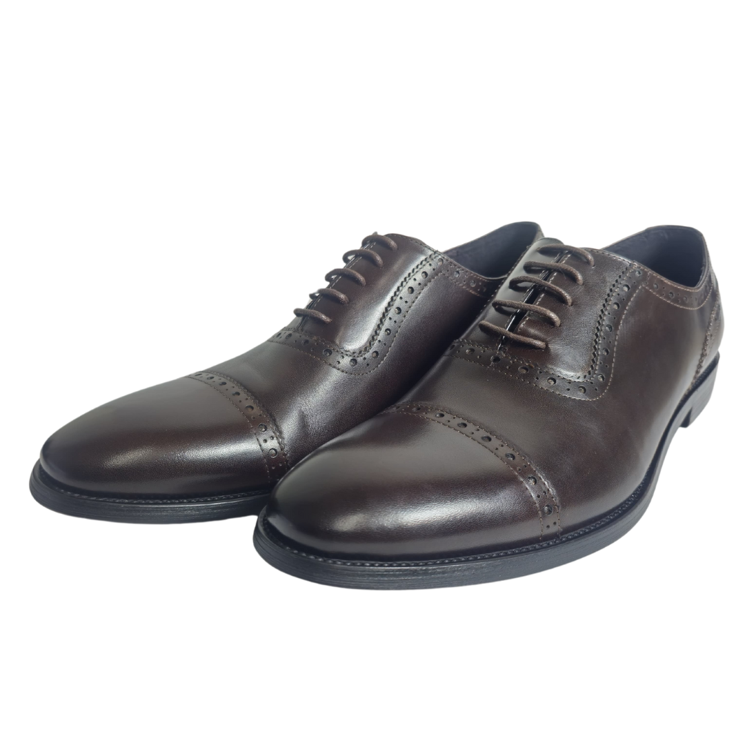 Revic 男裝皮鞋 | OF-41DB｜啡色橫式雕花牛津皮鞋