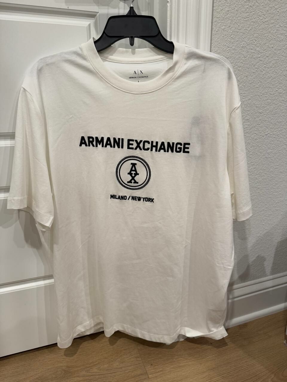 [U] USW ARMANI EXCHANGE MEN'S LOGO EMBROIDERY,WHITE, 1726616 (UZZ204)