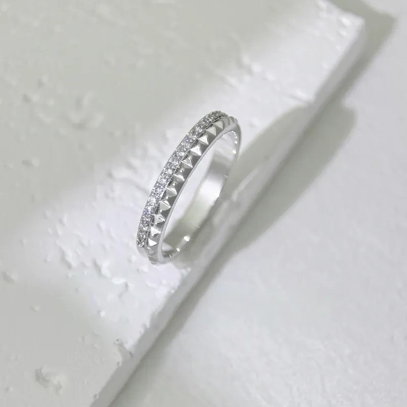 雙排線鑽尖刺造型戒指