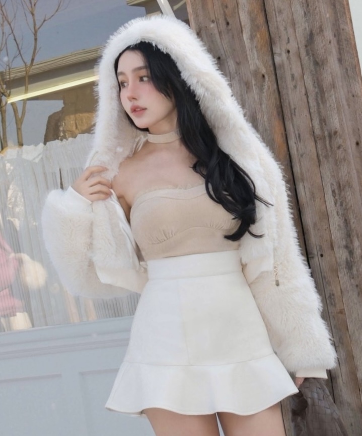 訂製-質感澎澎毛連帽短外套