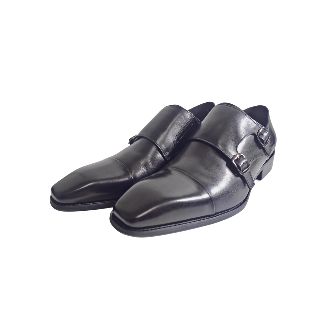 Revic 男裝皮鞋 | OF-40BK ｜黑色橫飾雙扣皮鞋