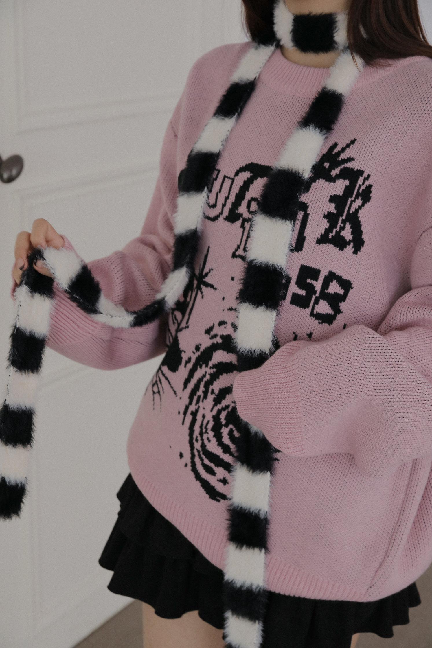 Stripe Knit Tie Muffler #圍巾