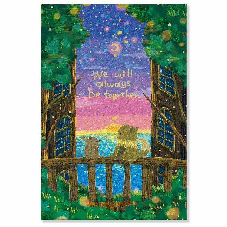 日落＿Muumegu 燙金明信片｜日本ACTIVE CORPORATION