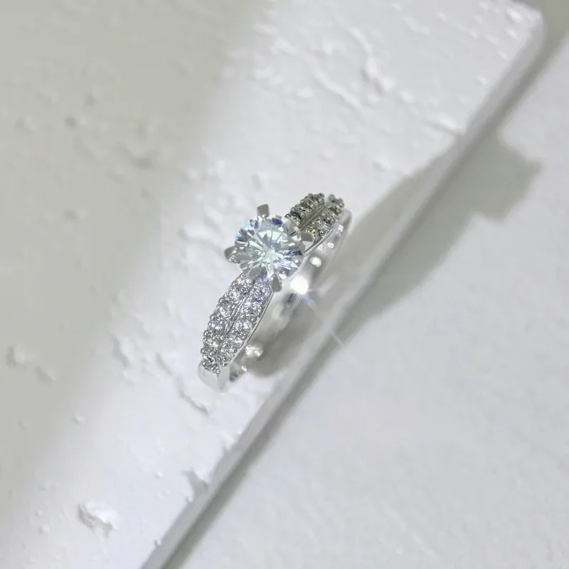 爪鑲單鑽彩帶鑲鑽戒指