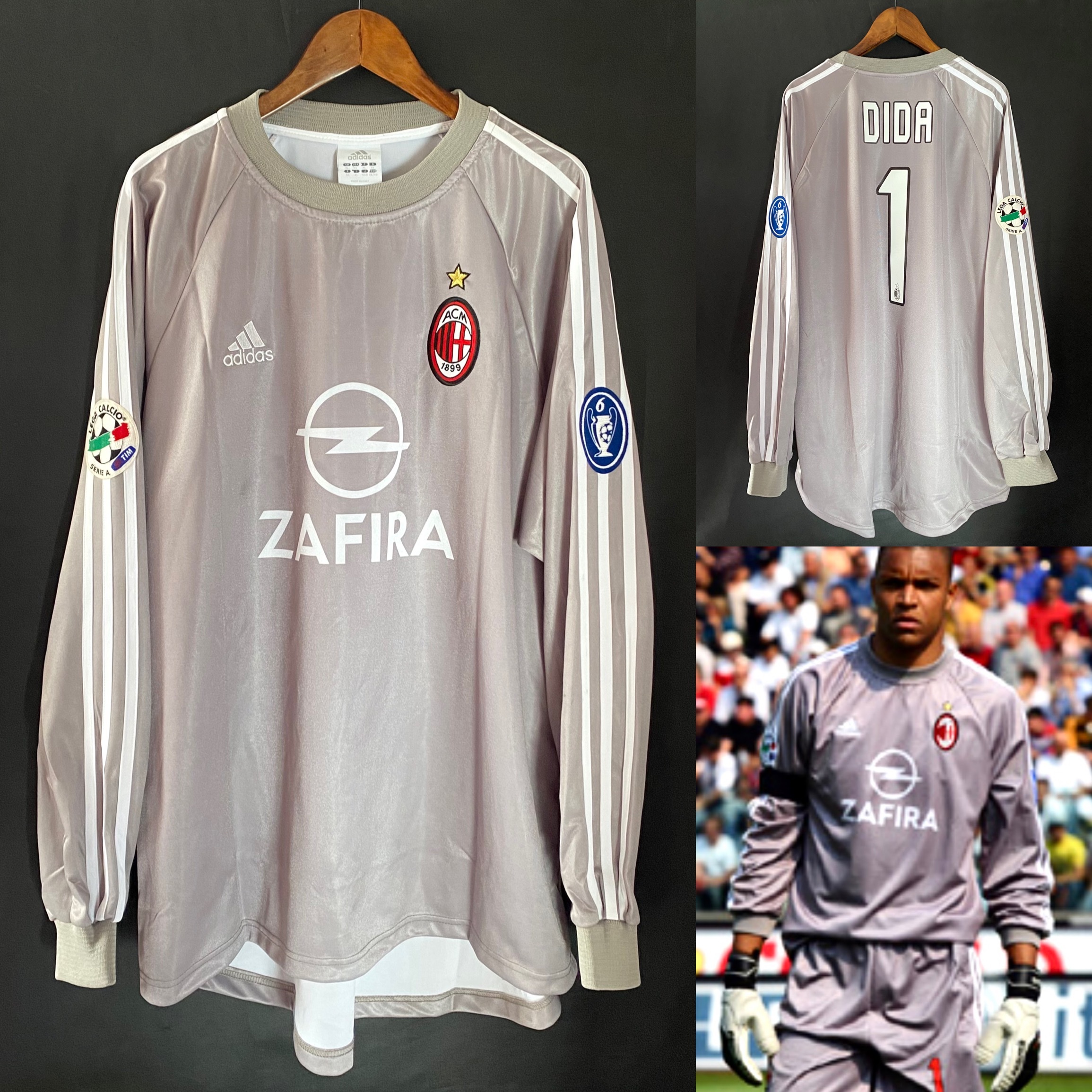 (Match Issue) AC Milan 2005-2006 Adidas Third Goalkeeper Match Worn Issue Shirt #1 DIDA