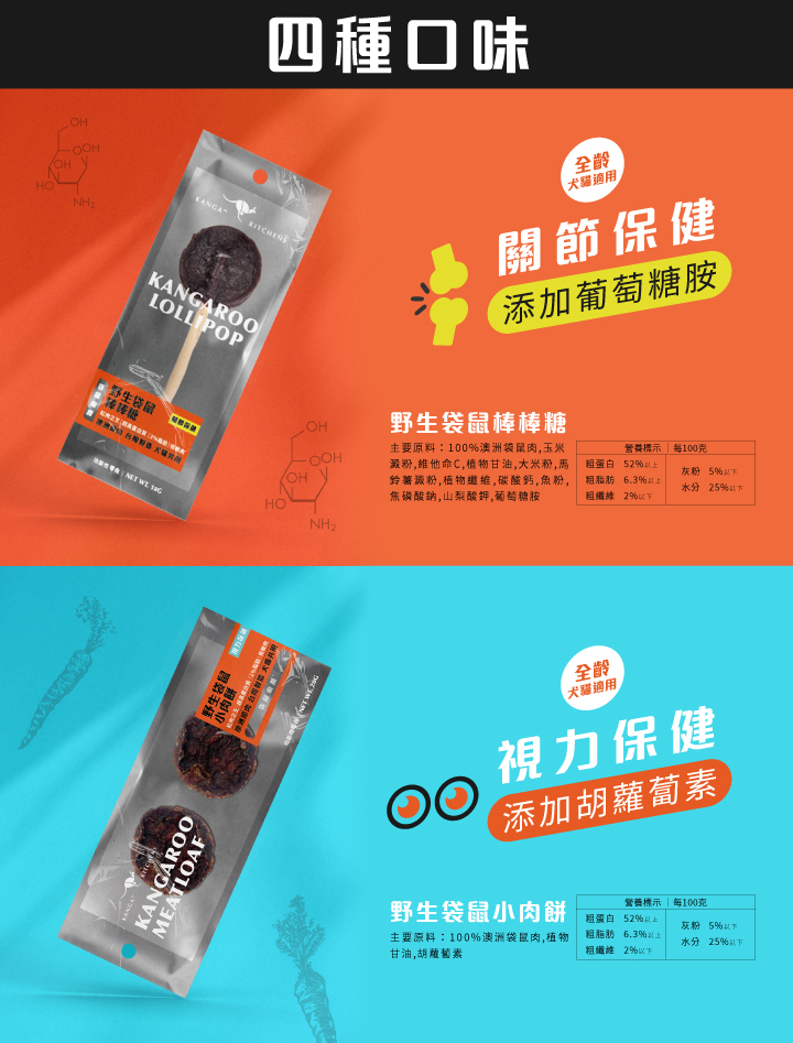 澳洲袋鼠廚房  犬貓用 野生袋鼠棒棒糖 小肉餅 肉乾