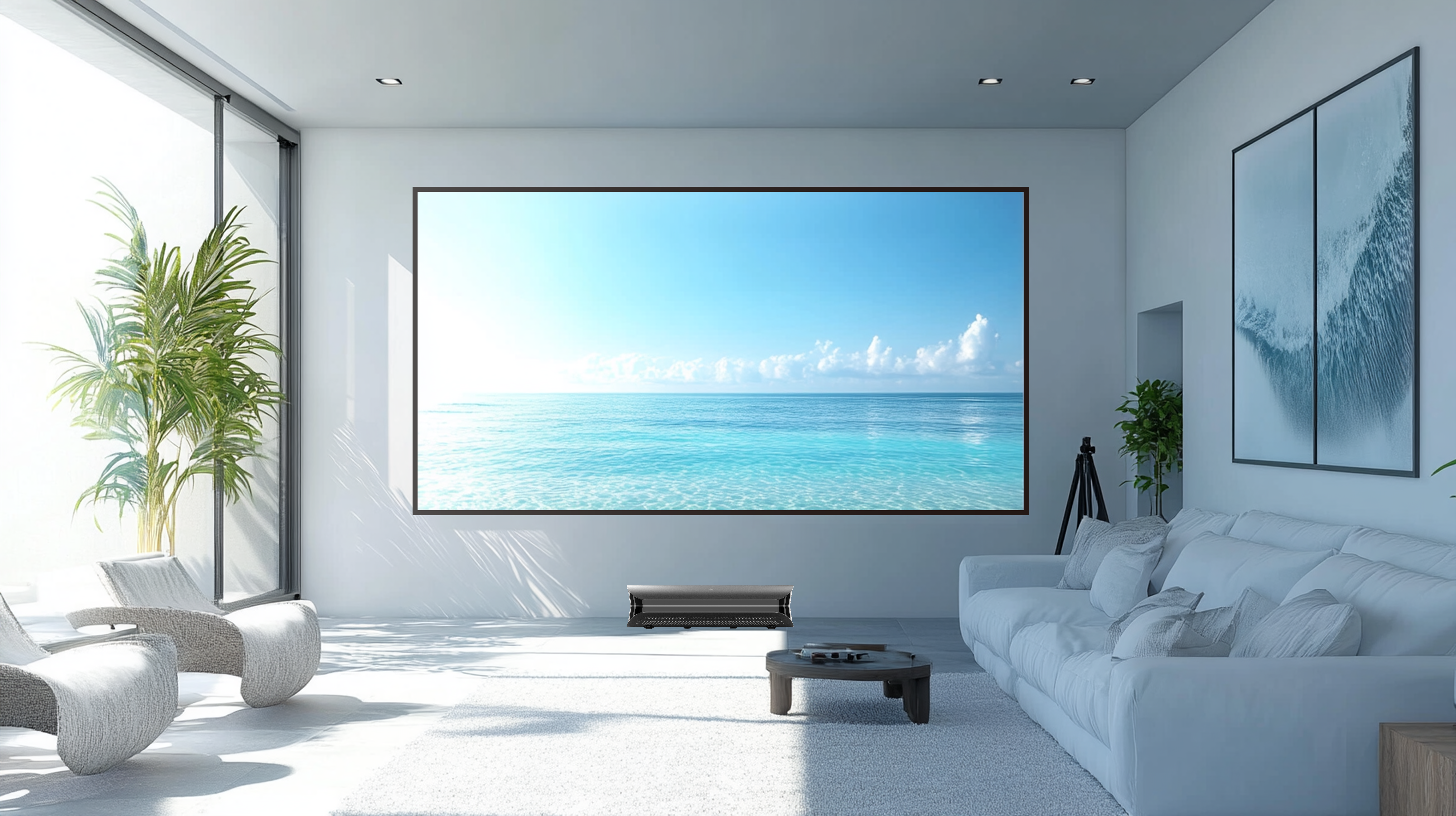 Sagen 16:9 超短焦黑柵抗光固定框幕