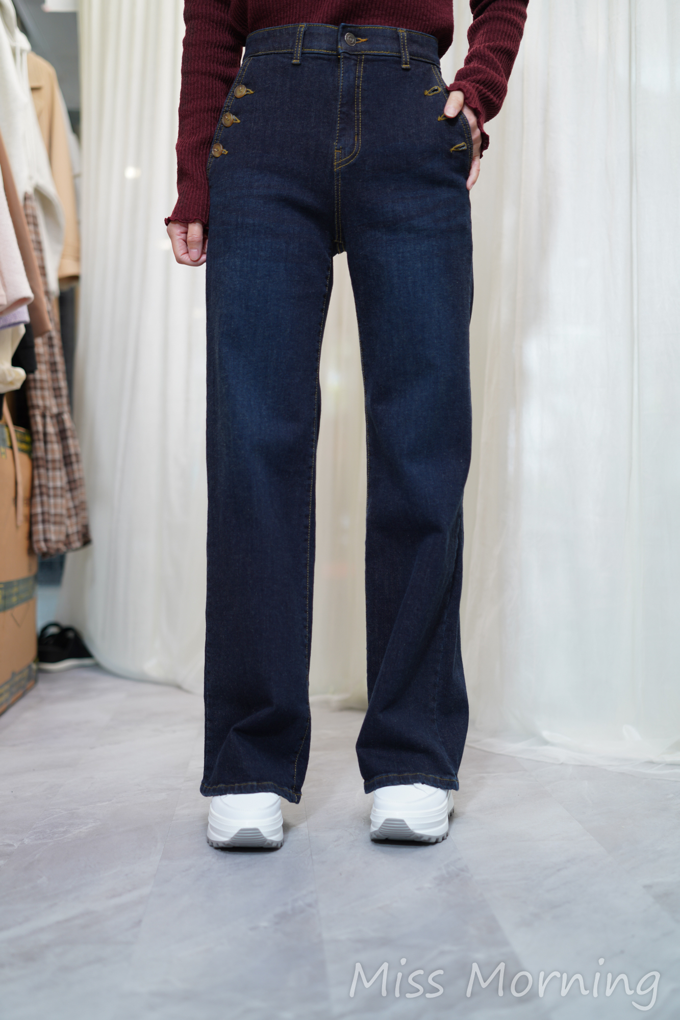 超薄絨底牛仔褲(33867)