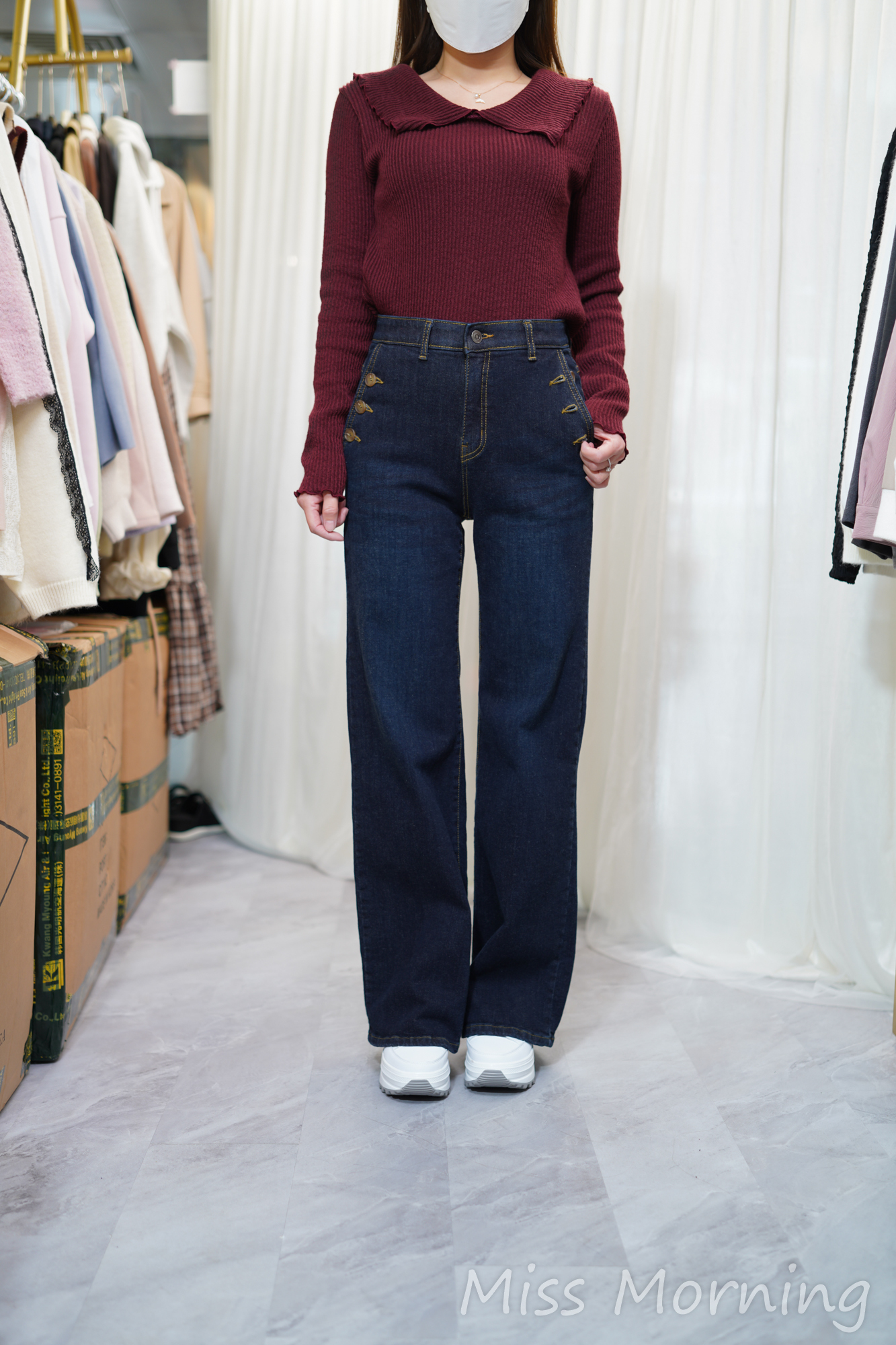 超薄絨底牛仔褲(33867)