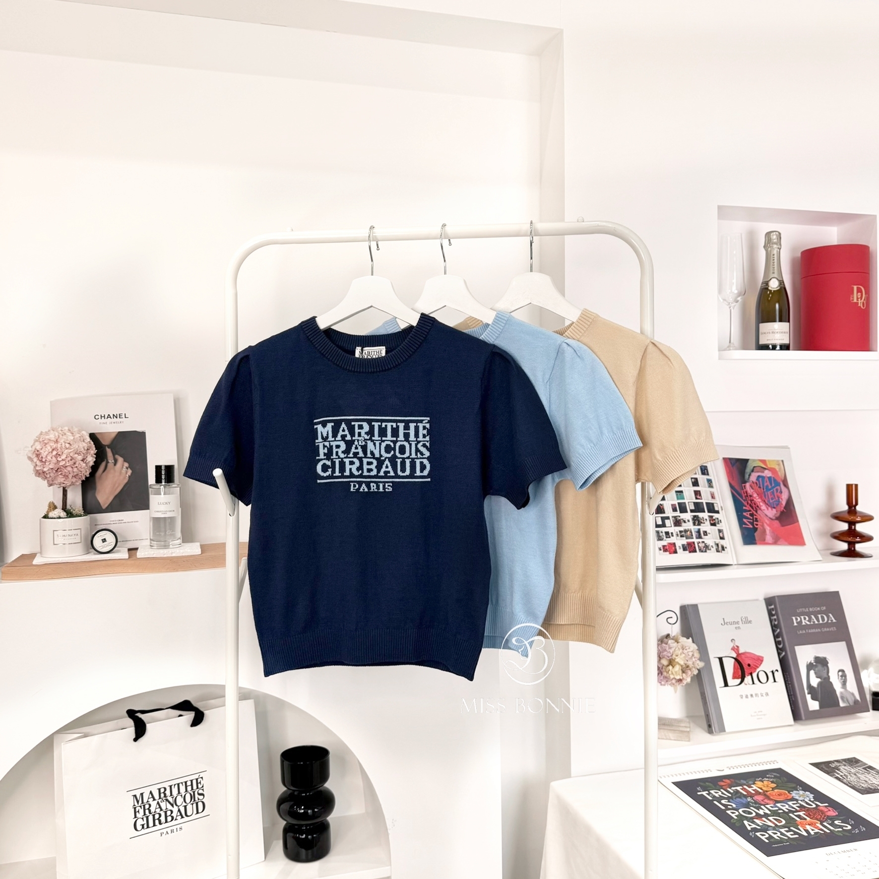 MFG針織大標短版短袖上衣(共2色)