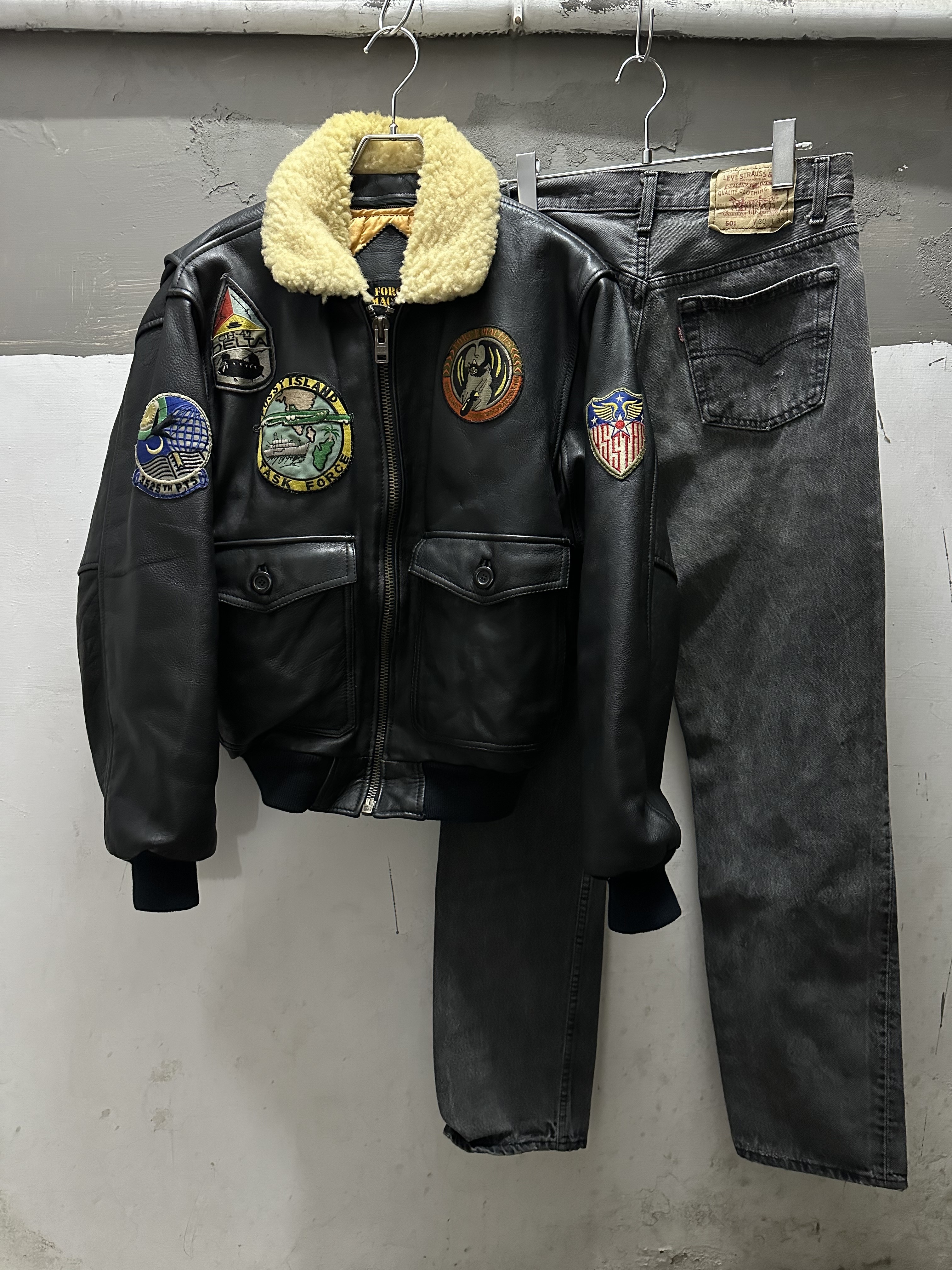 90-00s FORCE MACEES G-1 TYPE Leather Jacket