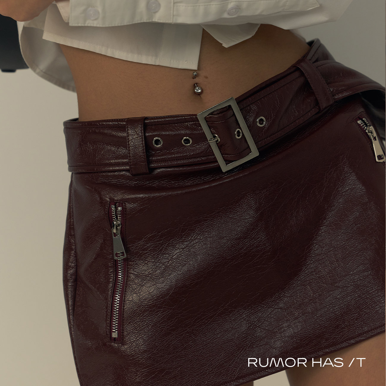 Ancora Red Leather Mini Skort