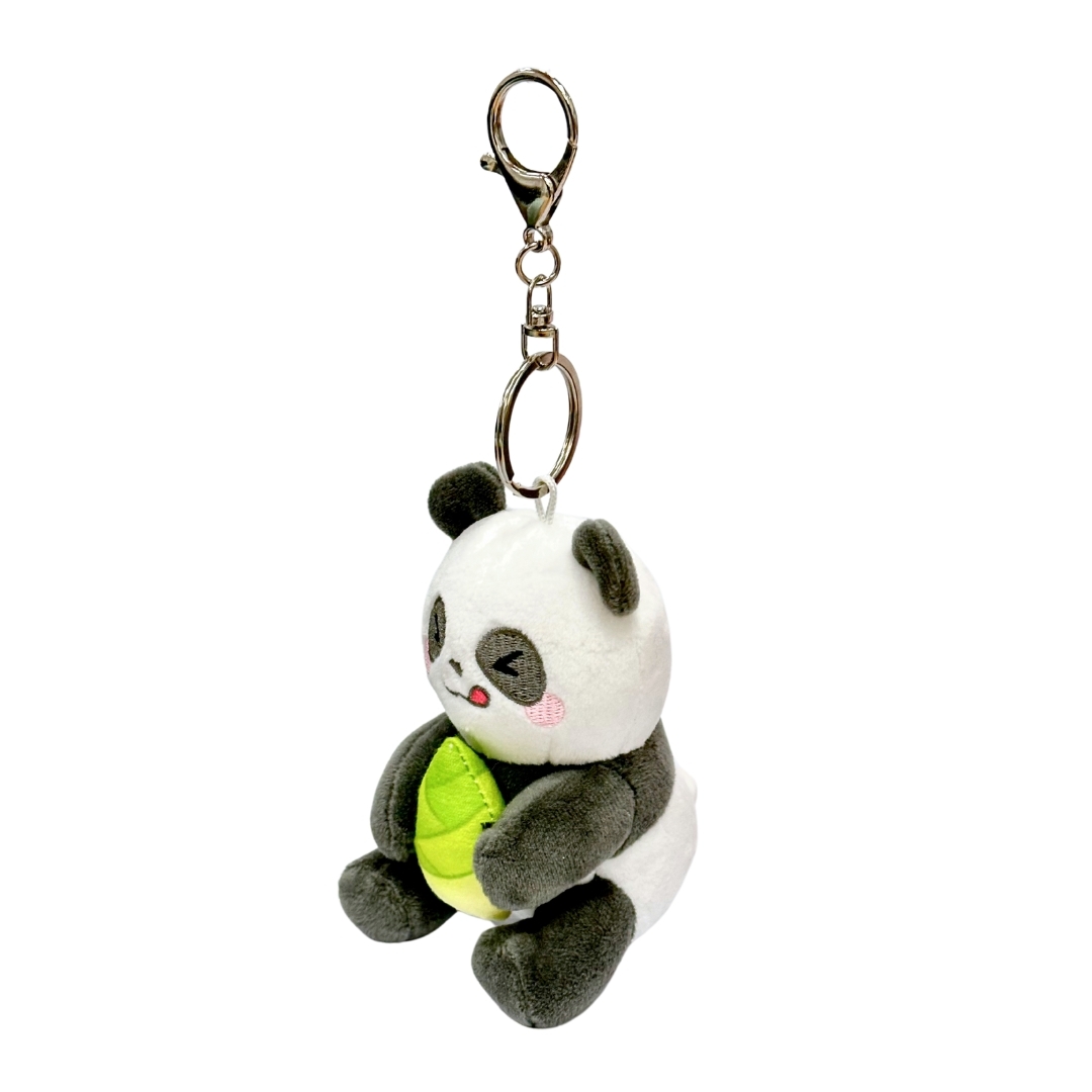 Panda With Bamboo Plush Keychain
