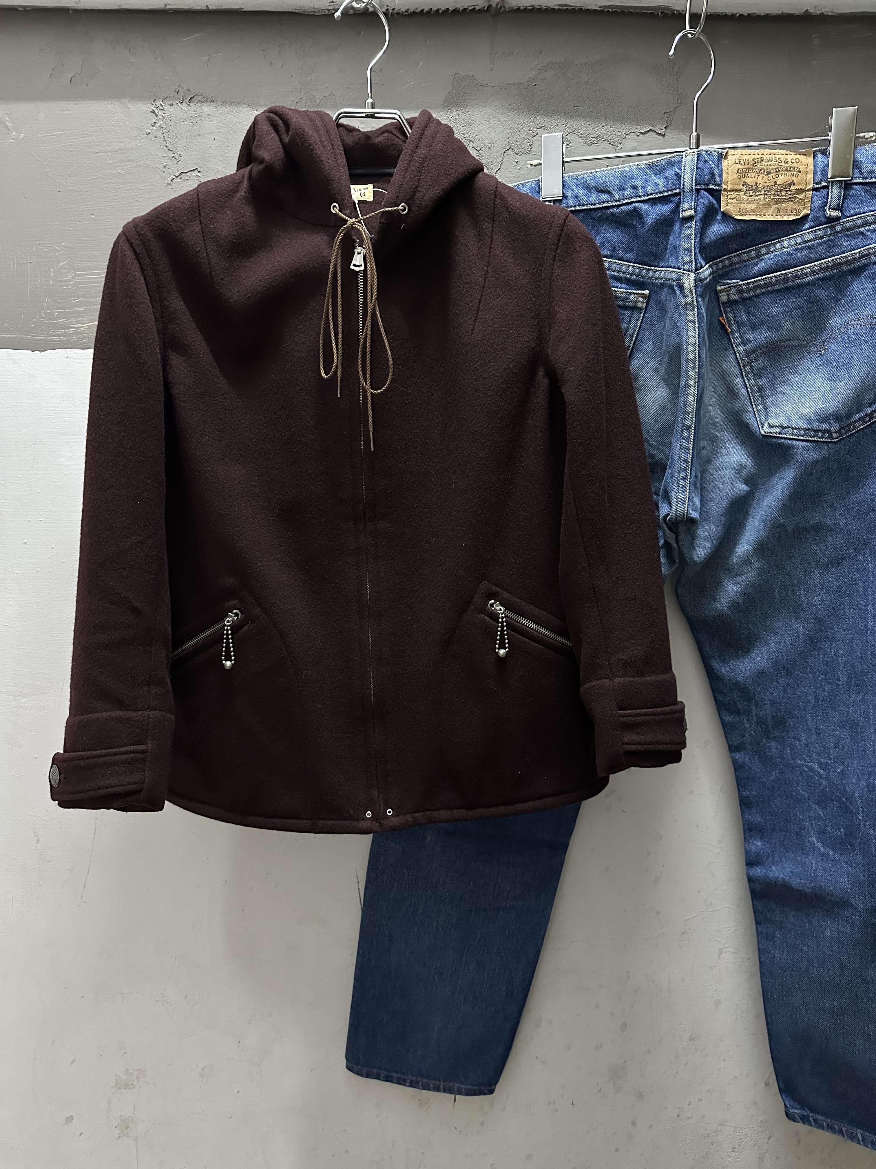 Y.M WALK ON 30s STYLE Wool Coat*Grommet Zipper Made in Japan