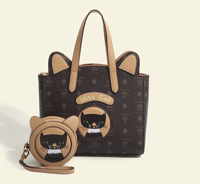 NEW🔥插畫貓圖騰萌萌耳朵(附零錢包)-兩色少量現貨