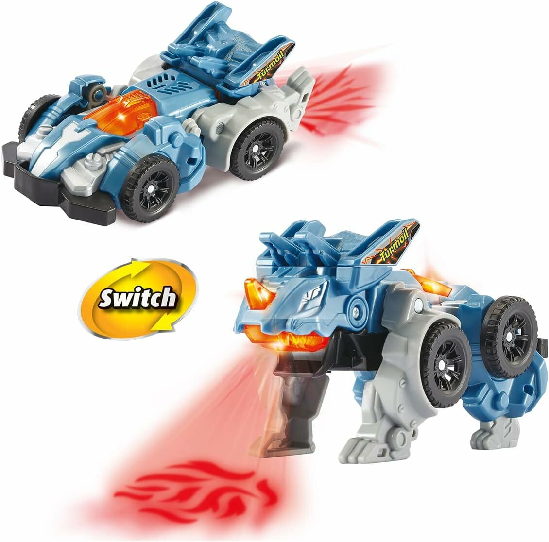 《 英國 Vtech 》 聲光變形恐龍車-三角龍-圖摩爾