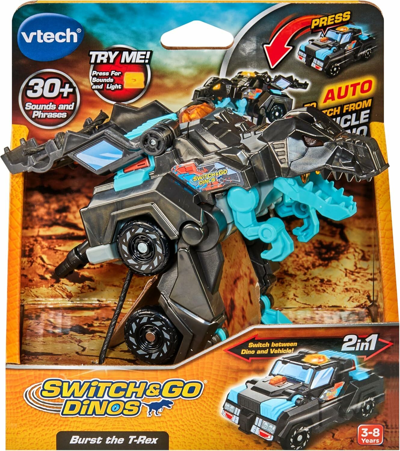 《 英國 Vtech 》 聲光變形恐龍車-霸王龍-布斯特