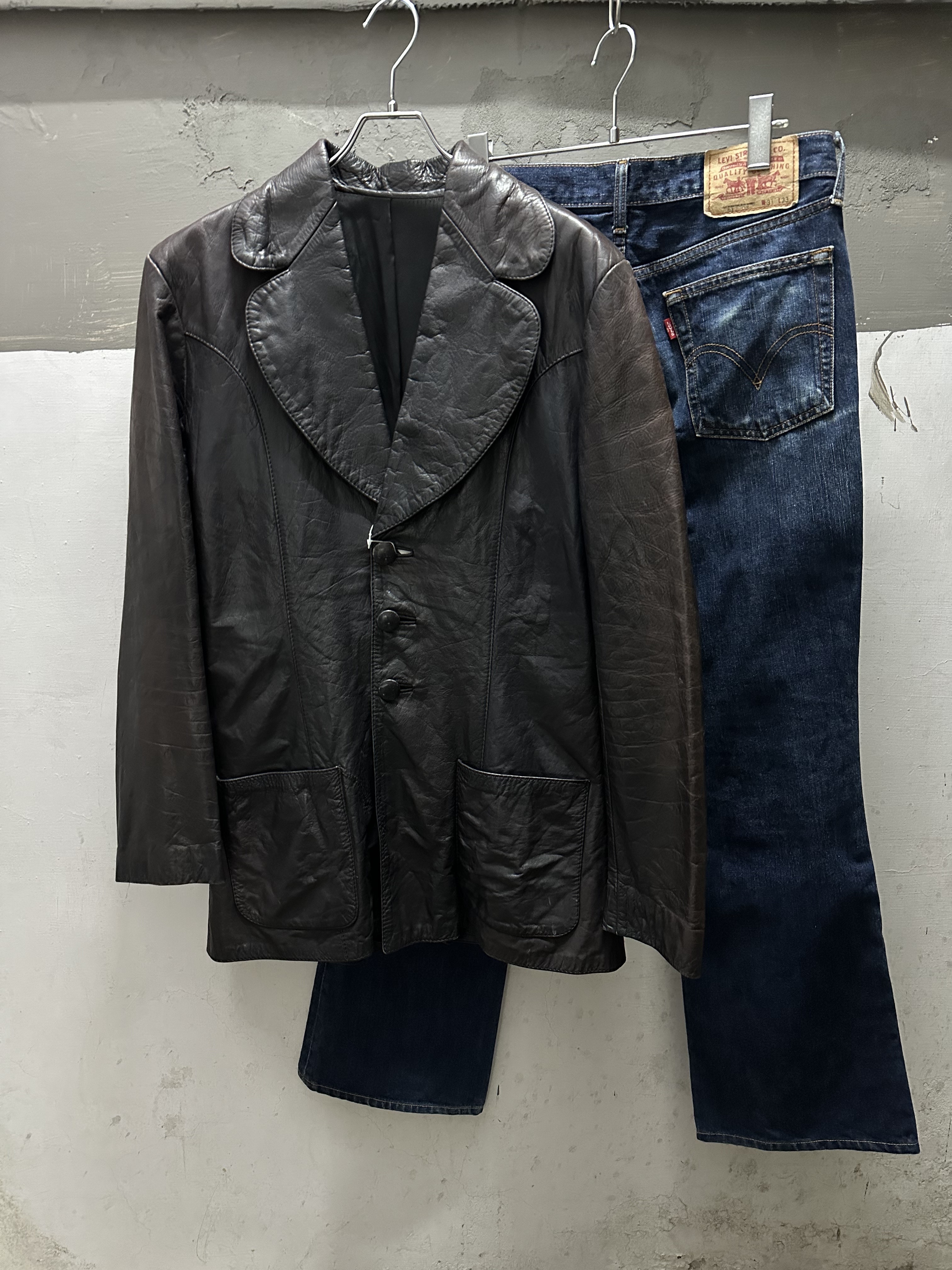 70s GRASS WATER Leather Jacket