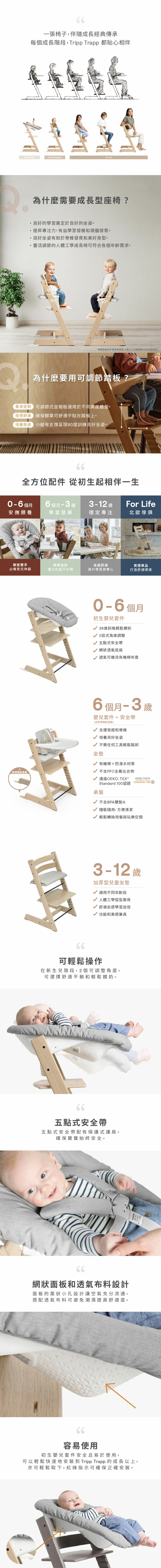 Tripp Trapp成長椅,全方位配件,從出生起相伴至12歲,每個階段皆有相對應的配件