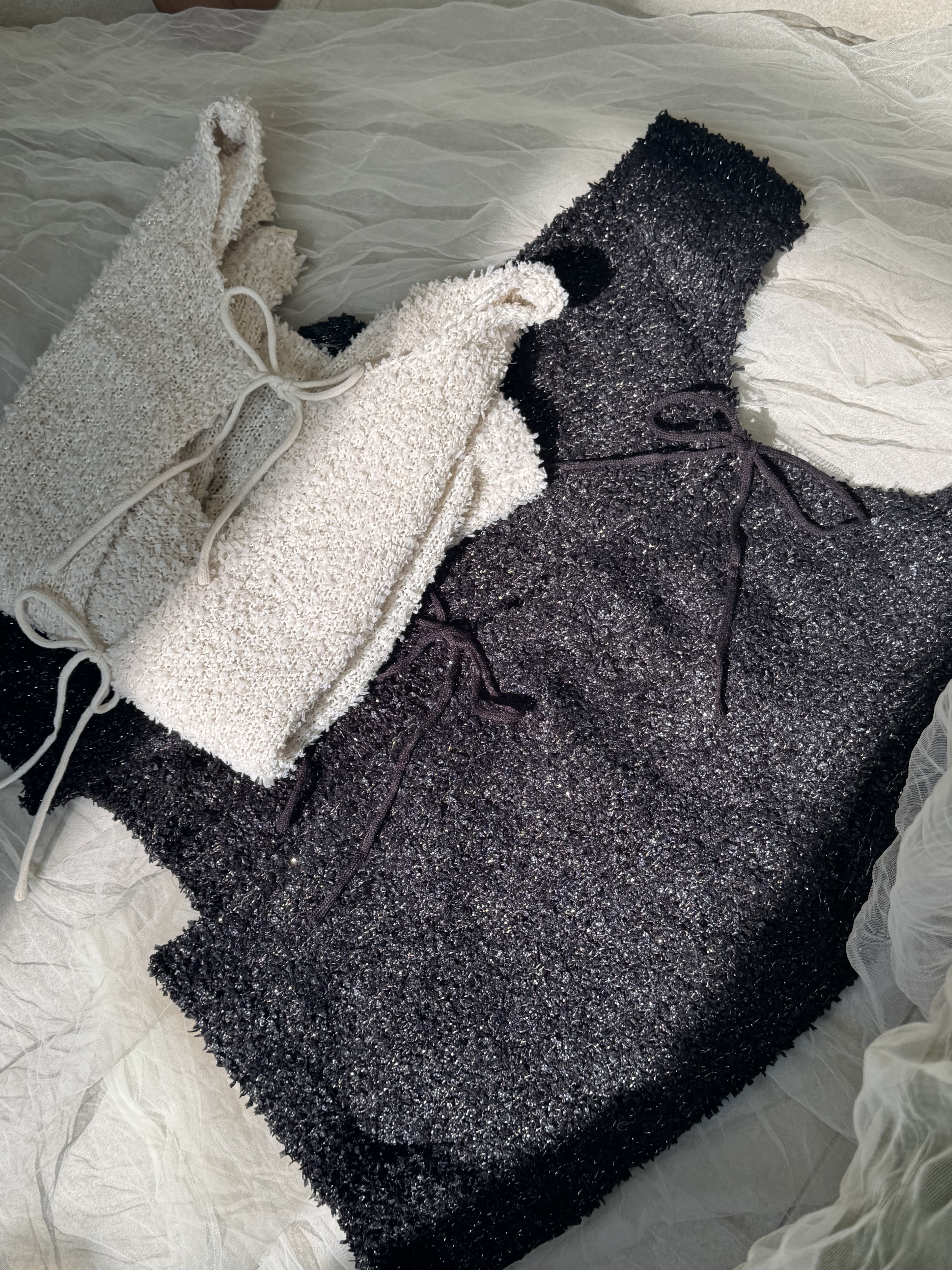 不是毛冷！2ways 綁帶閃線馬甲 - TT51415