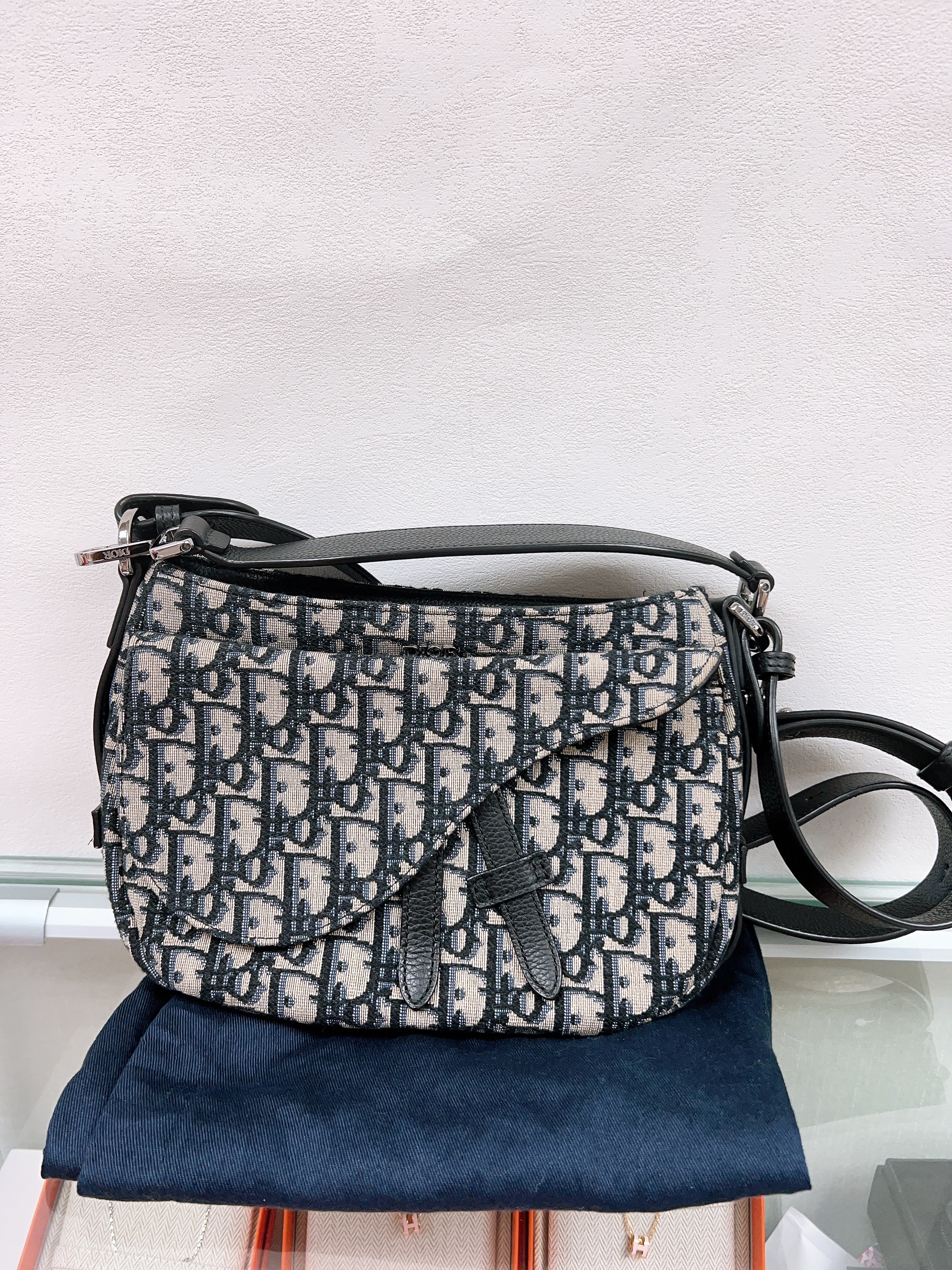 Dior saddle messenger blue oblique