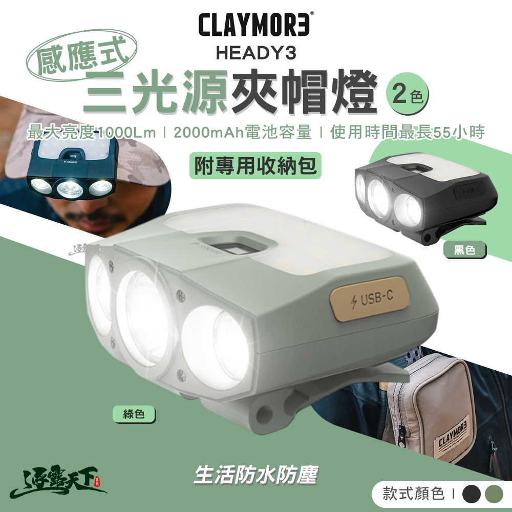 CLAYMORE 200H 感應式三光源夾帽燈