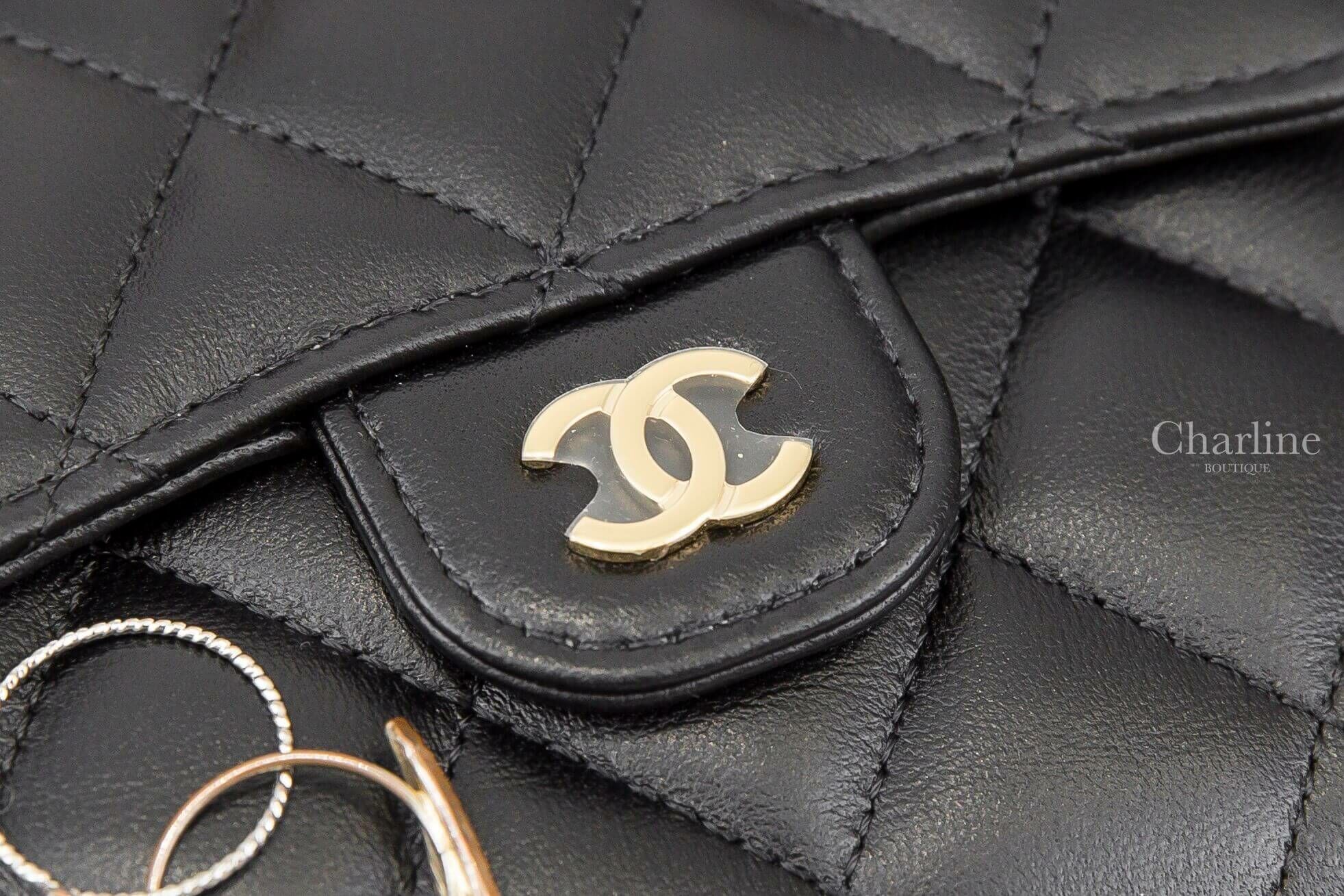 Chanel Classic Small Flap Wallet 黑色金CC酒紅內裡羊皮菱格紋三折短夾