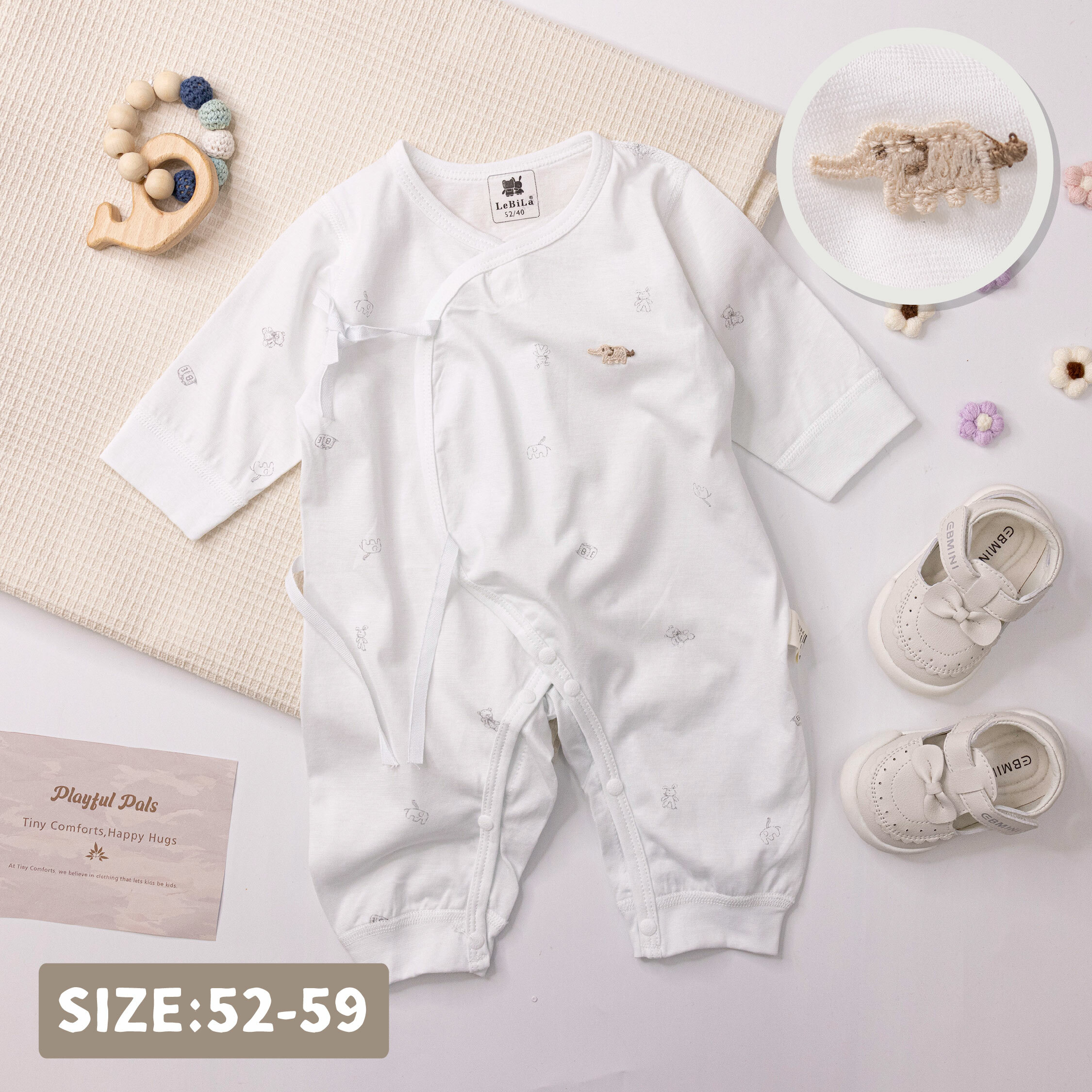 純淨系列【T0007】帥氣大象棉柔長袖連身衣