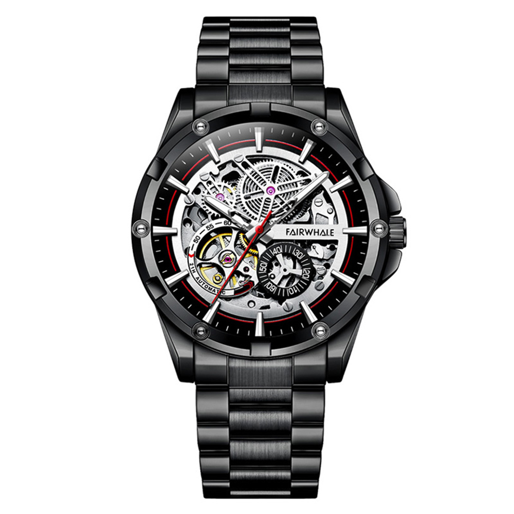 【Mark Fairwhale 馬克菲爾】 FW-6260-S 雅致多色 雙面鏤空 星際翱翔 夜光 矽膠 全自動機械 手錶 -