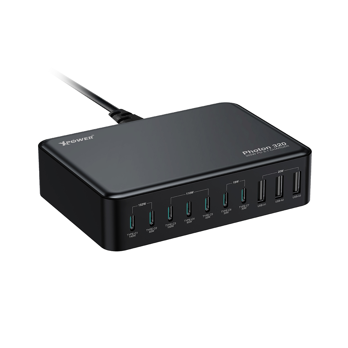 XPower PHOTON 320 320W 10 合 1  PD3.1/PPS 桌上型快速充電器