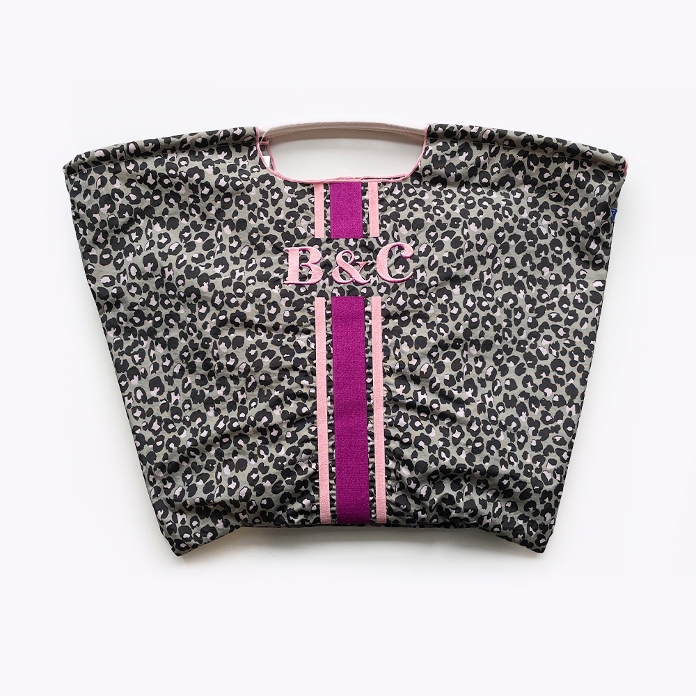Ball＆Chain 刺繡環保購物袋 L號 - 灰/豹紋 (30115292)