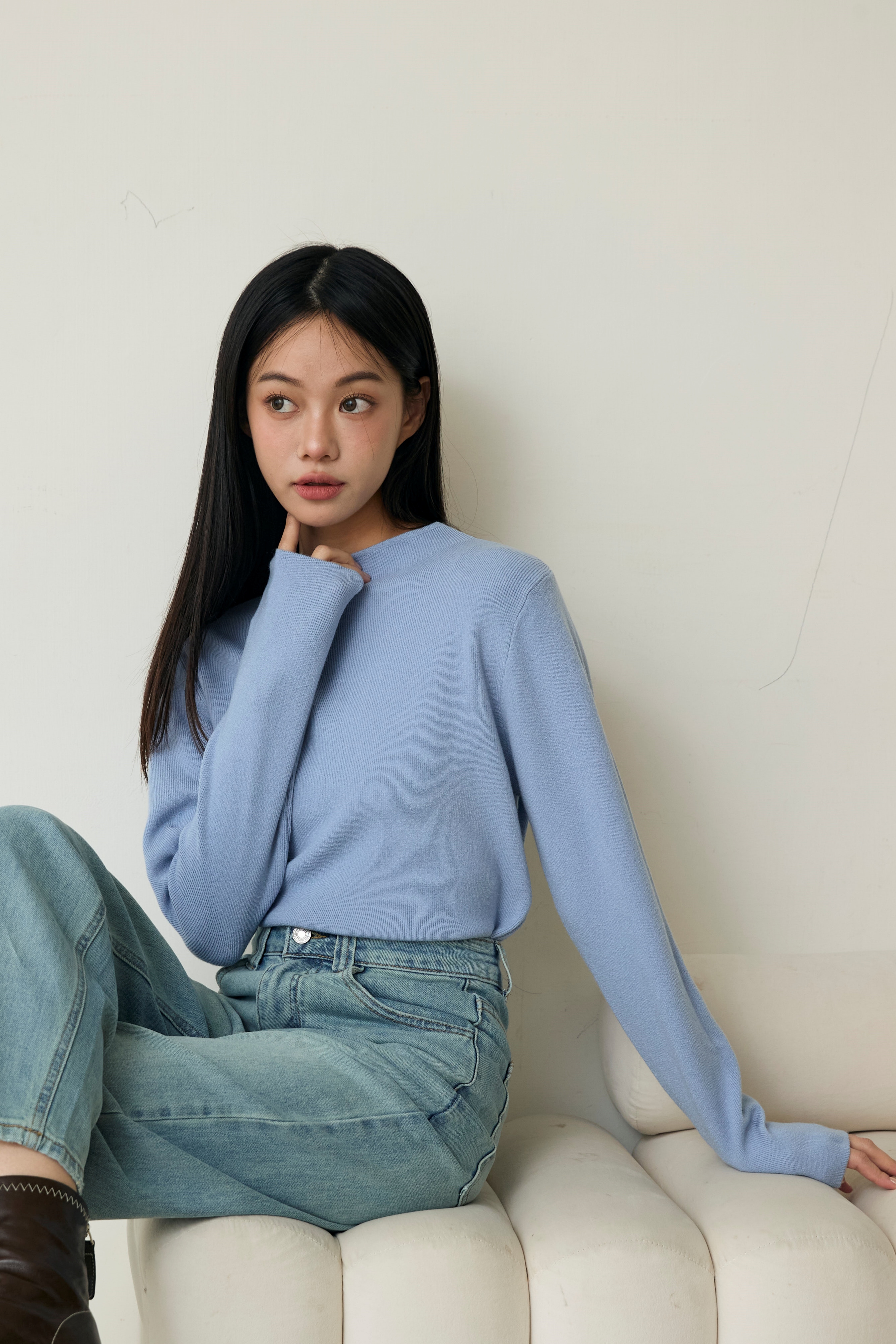 微領百搭針織上衣9165