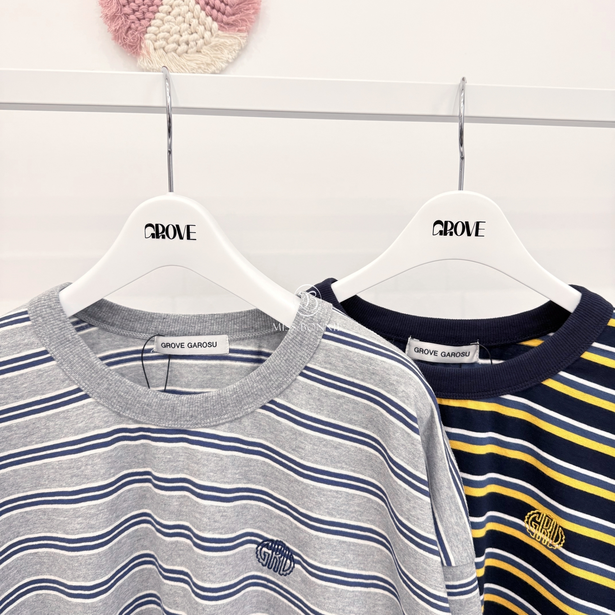 GROVE條紋棉質長版長袖T
