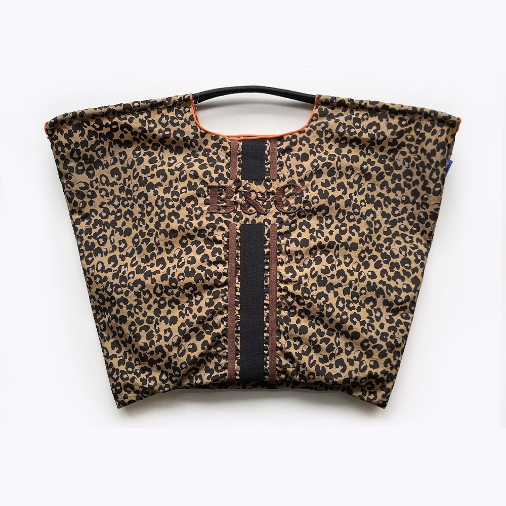 Ball＆Chain 刺繡環保購物袋 L號 - 卡其/豹紋 (30115293)