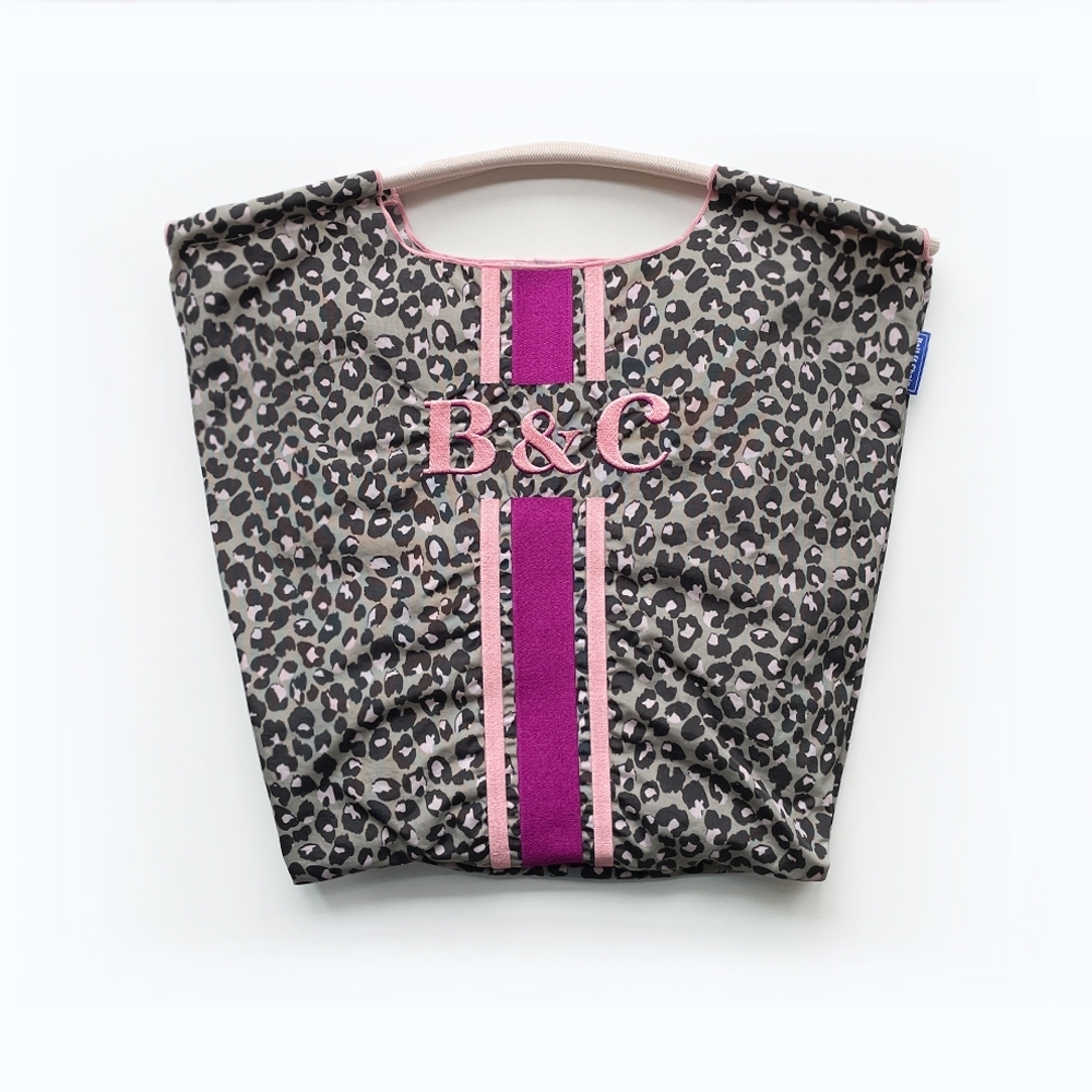 Ball＆Chain 刺繡環保購物袋 M號 - 灰/豹紋 (30105292)