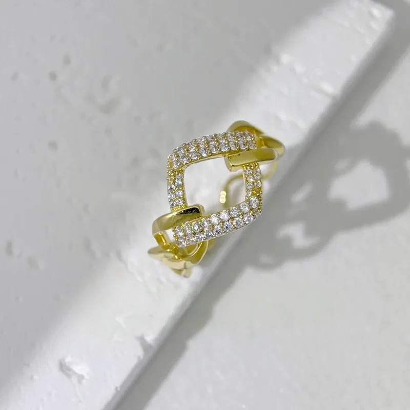 金色方形編織戒指