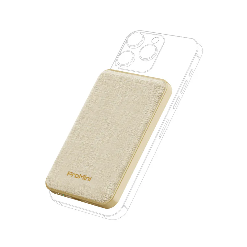 DTSL_ProMini 10MC 10000mAh Magnetic Wireless Portable Charger_Beige With Phone