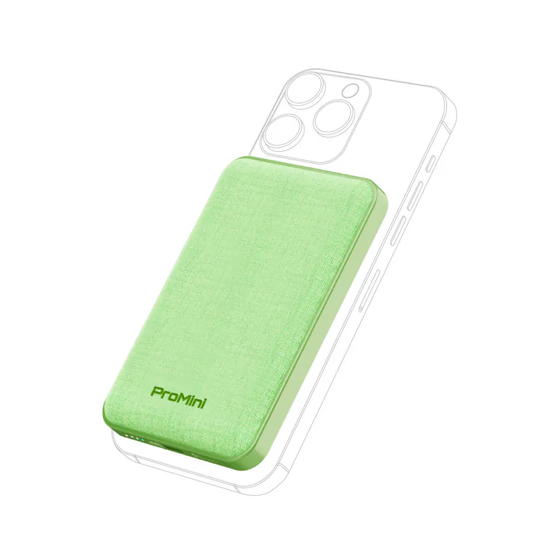 DTSL_ProMini 10MC 10000mAh Magnetic Wireless Portable Charger_Mint Green With Phone