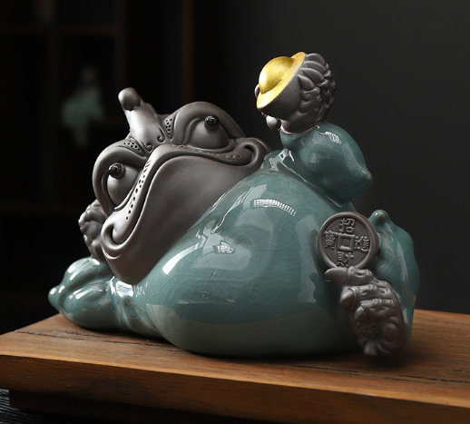 入厝必備 招財開運紫砂金蟾擺飾(大/中)