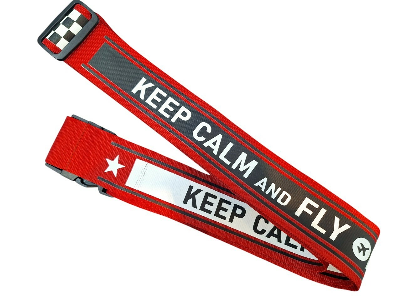飛機館原創 KEEP CALM AND FLY ON行李束帶 紅