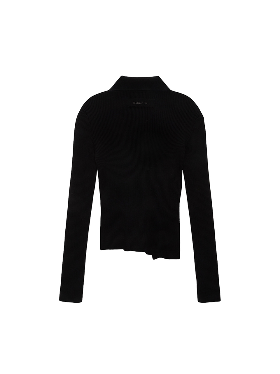 斜排釦羊毛混紡修身款上衣 黑色