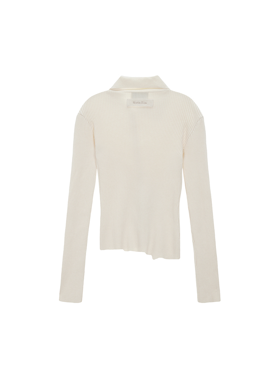 斜排釦羊毛混紡修身款上衣 象牙白