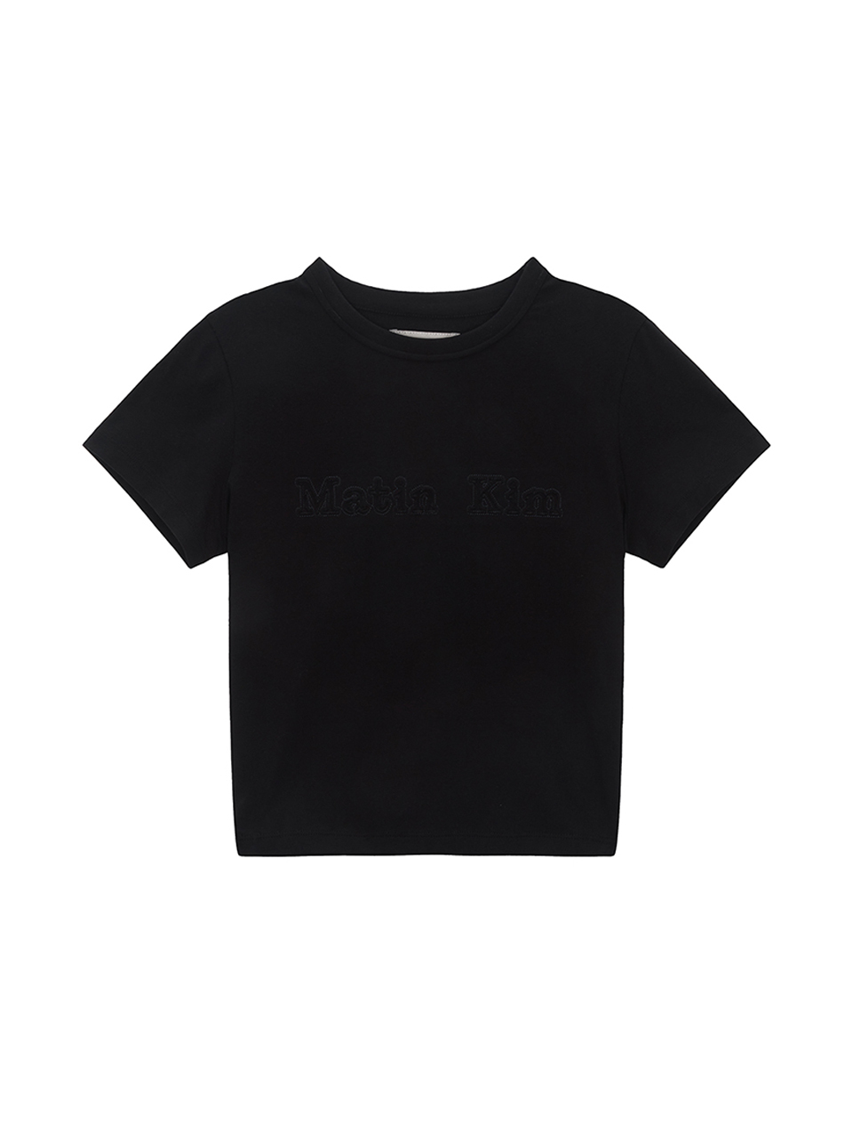 MATIN反向布貼LOGO短版上衣 黑色