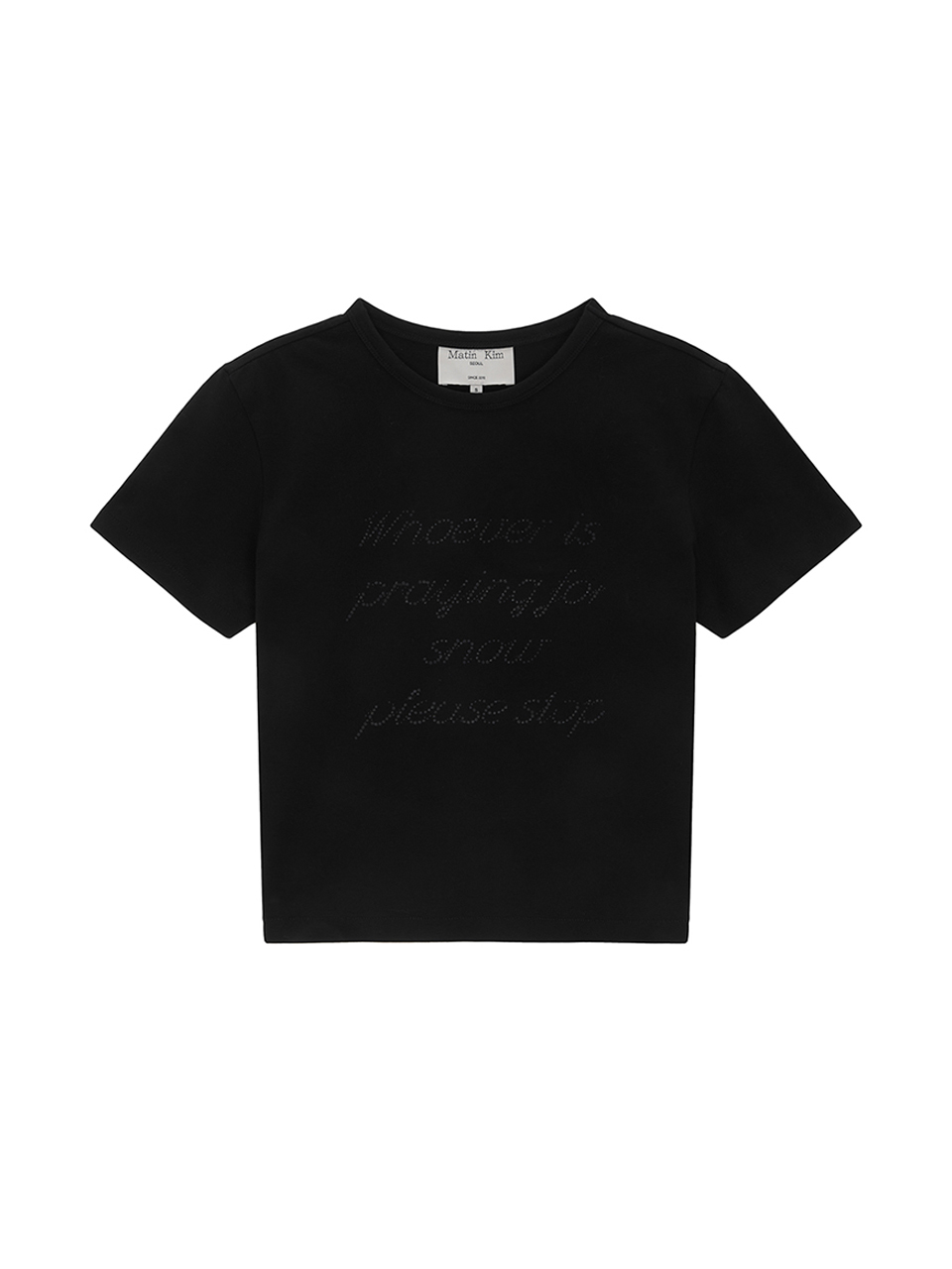 閃粉縫線字母上衣 黑色