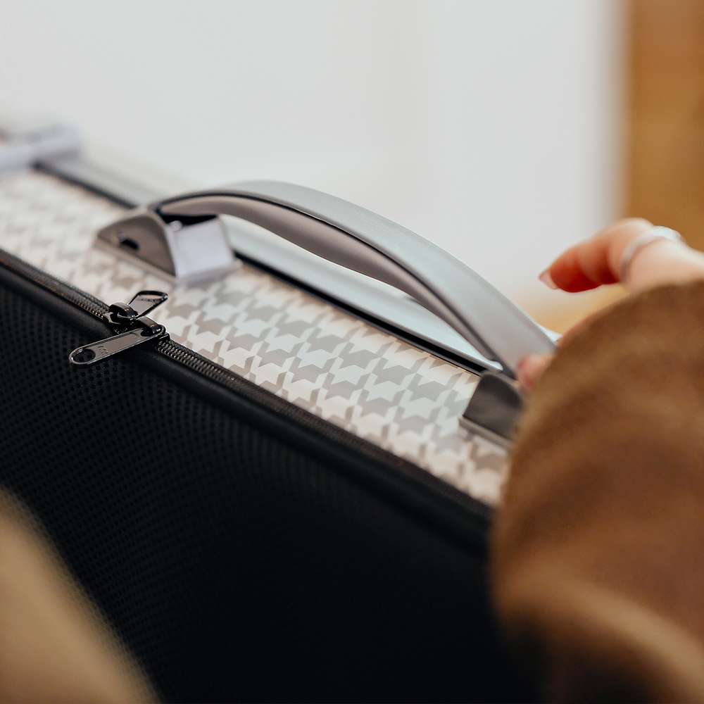 CABOURG 千鳥紋系列 小提琴新型方盒-譜袋 (銀邊)