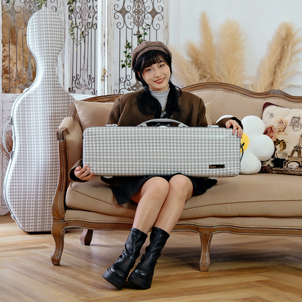 CABOURG 千鳥紋系列 小提琴新型方盒-譜袋 (銀邊)