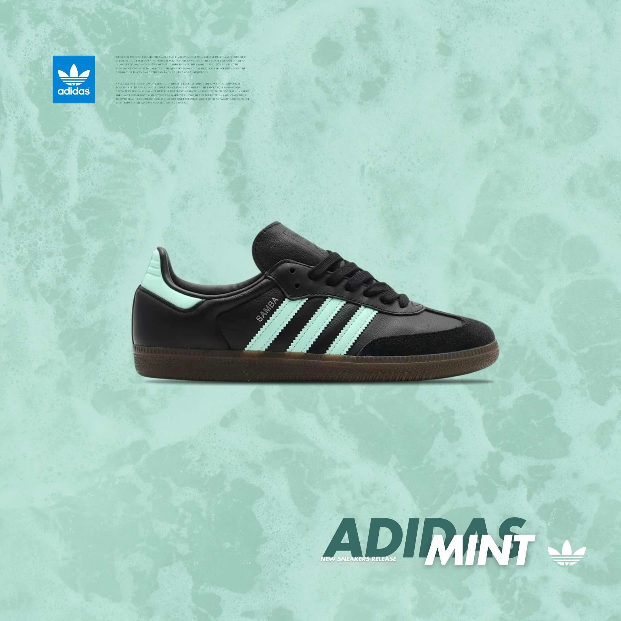 adidas ブラック/ミント スニーカー　SAMBA ティファニーブルー adidas Samba ブラック/ミント 9 US ティファニーブルー